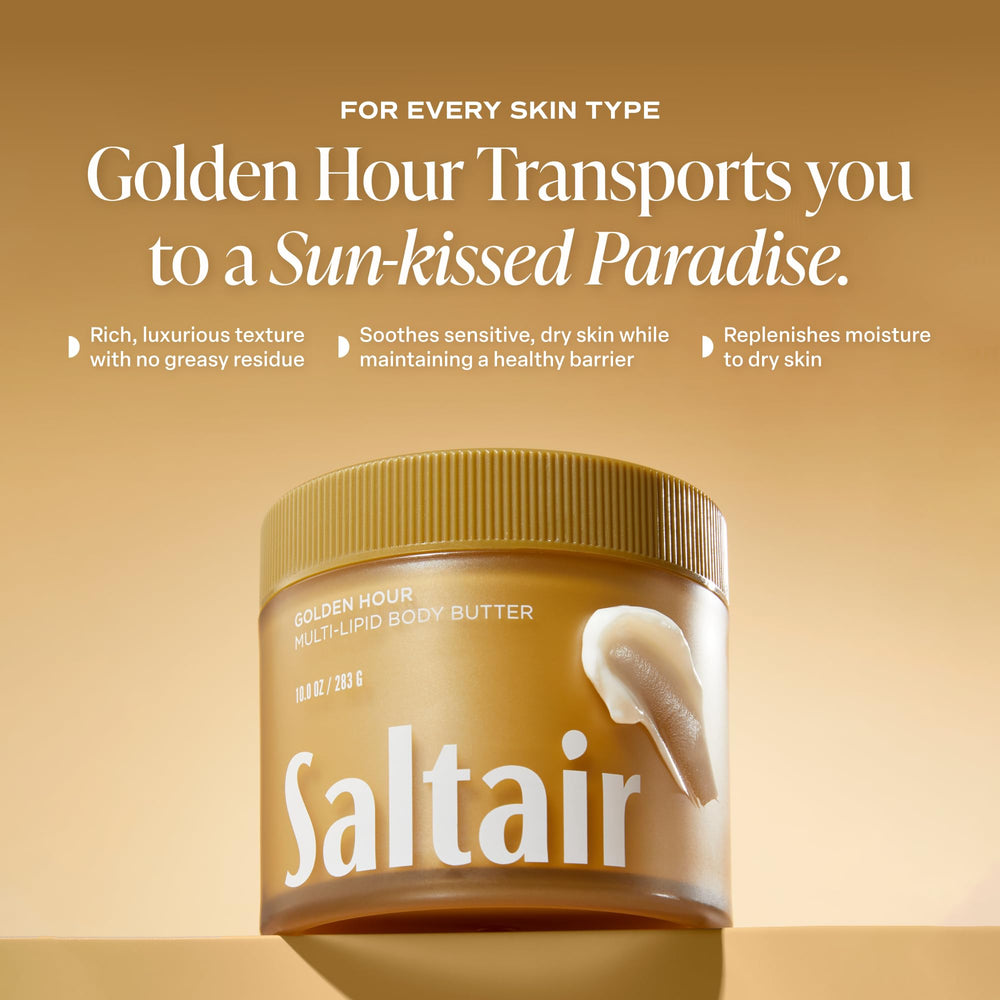 Saltair 10 oz jar next to a hand for size comparison and travel convenience