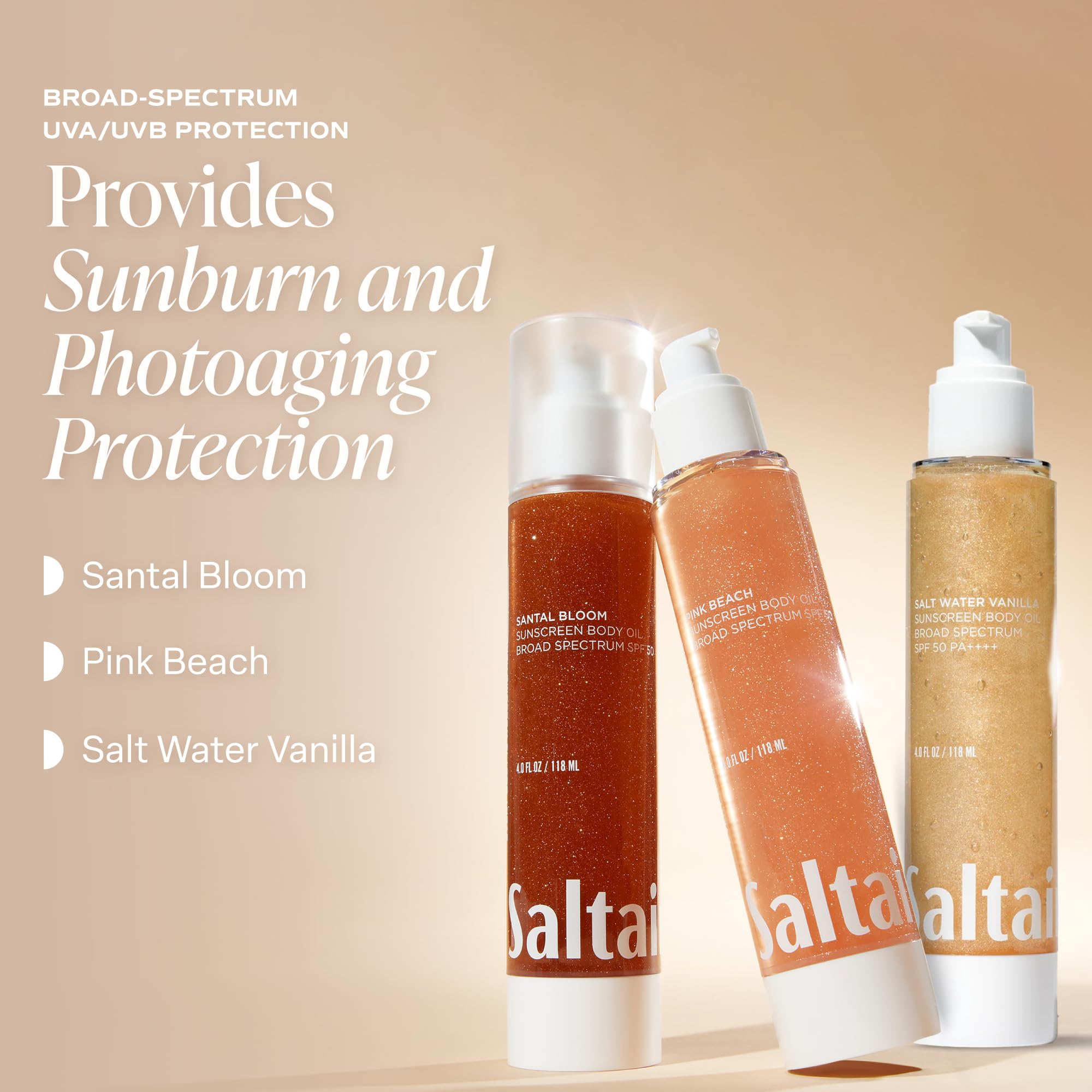 Saltair 4 fl oz pump beside a hand for size comparison and travel convenience benefit