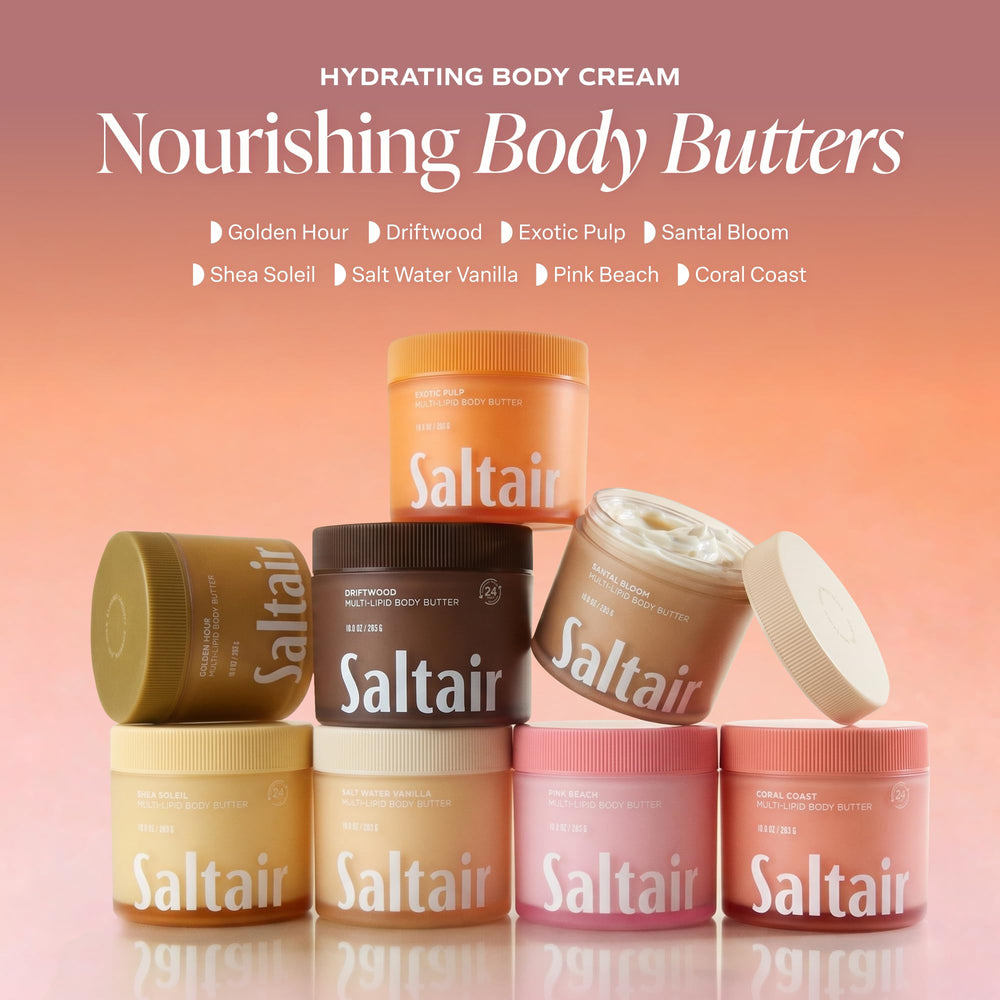 Saltair body butter applied on forearm showing quick absorption and smooth finish