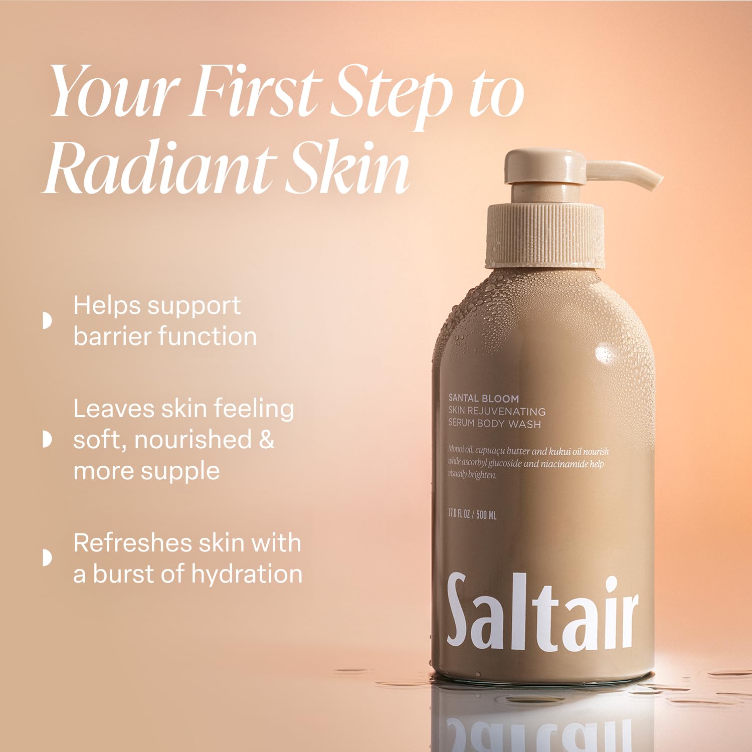 Saltair pump dispenser close-up highlighting easy, controlled product use