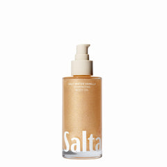 Saltair front bottle showing Salt Water Vanilla scent and glow benefit