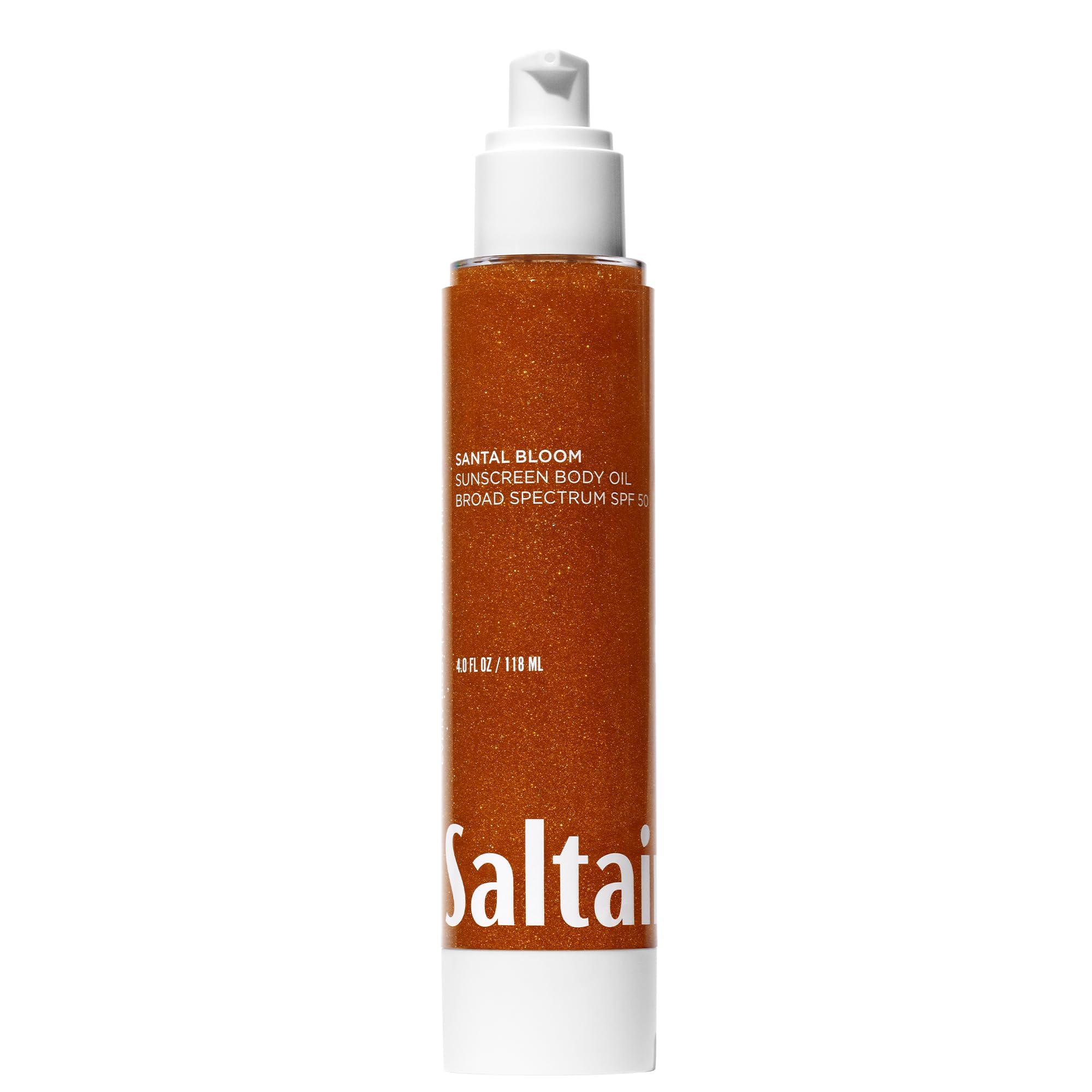 Saltair pump bottle front view showing SPF 50 protection and easy dispensing benefit