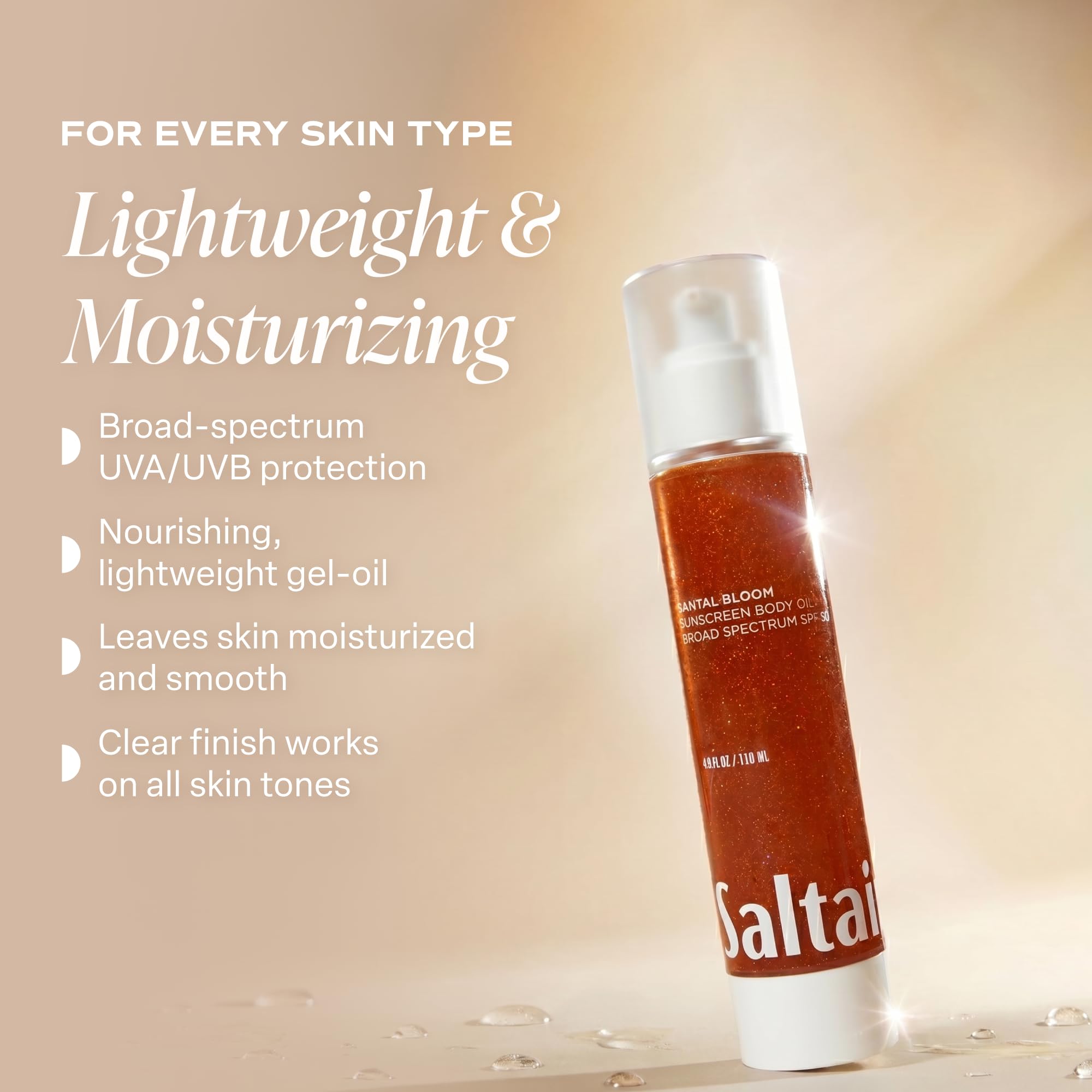Saltair label ingredients panel showing vitamins and dry oils for skin nourishment benefit