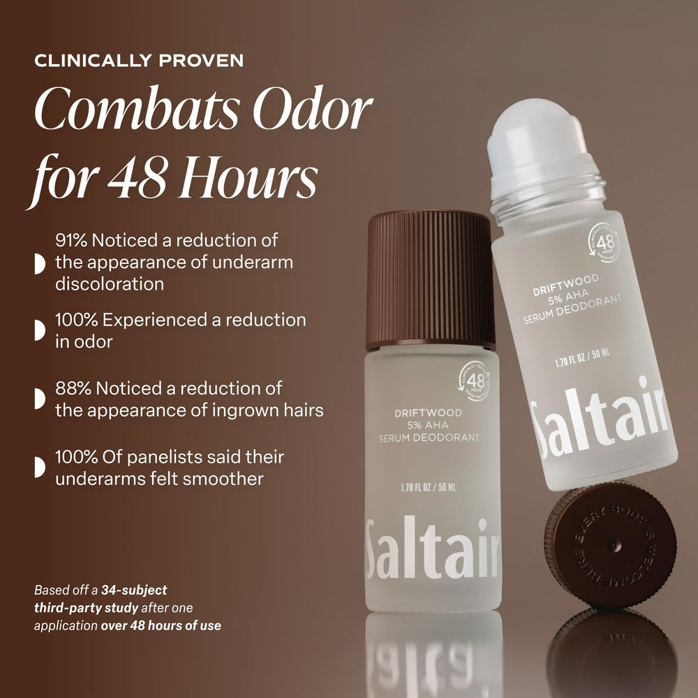 Saltair ingredient label highlighting AHAs and niacinamide benefits
