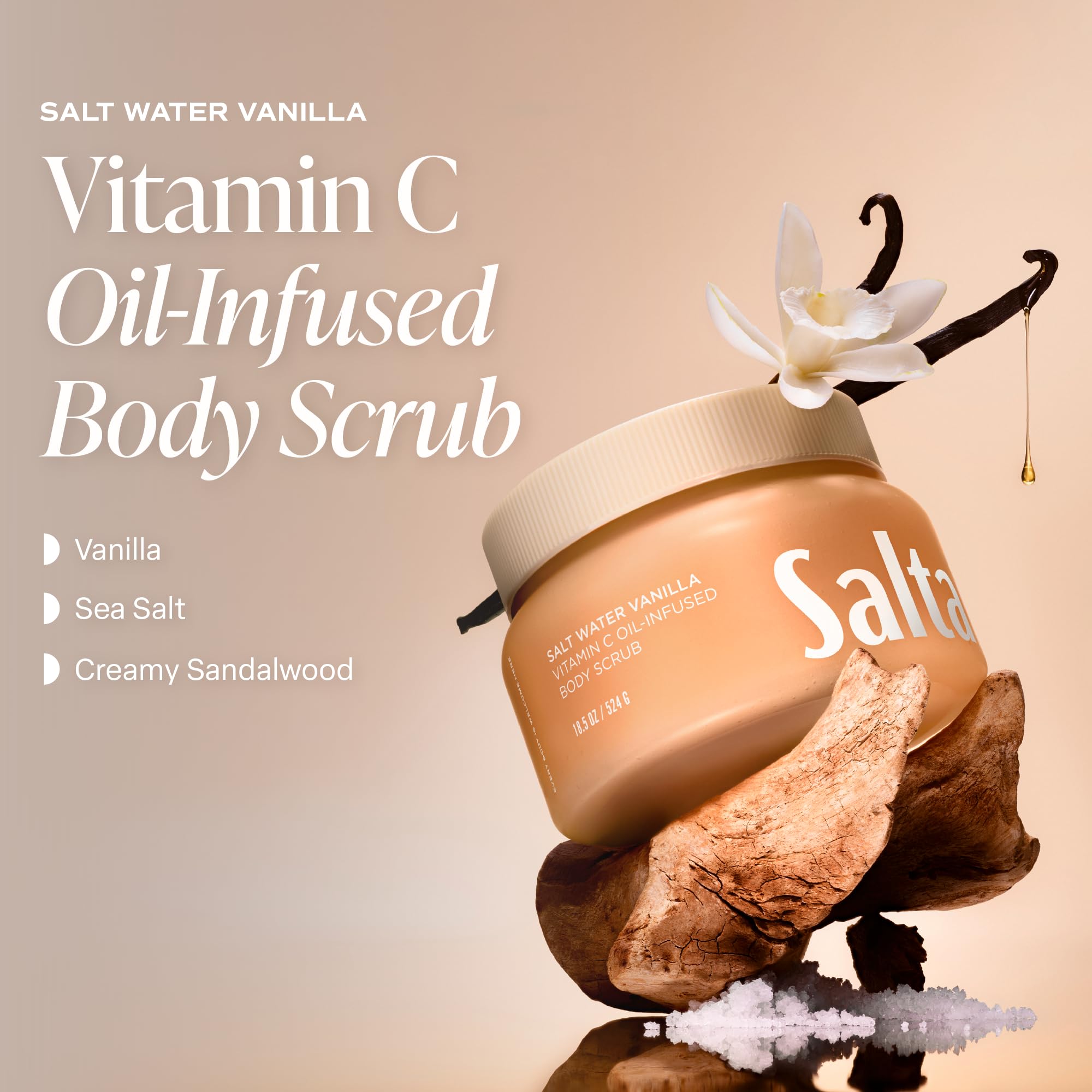 Saltair close-up of scrub texture highlighting gentle exfoliation
