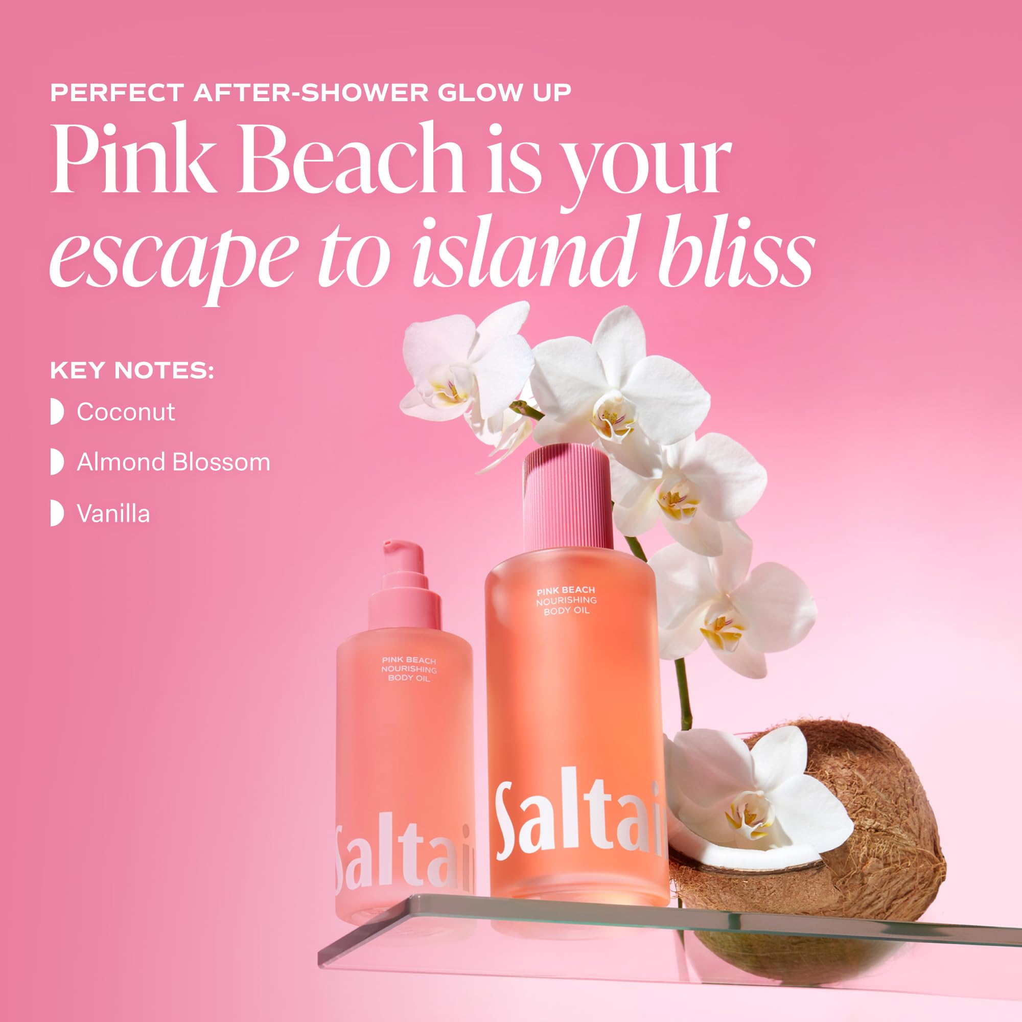 Saltair Pink Beach back label with ingredients and usage details for clarity