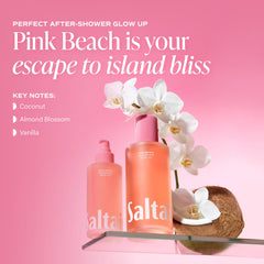 Saltair Pink Beach back label with ingredients and usage details for clarity