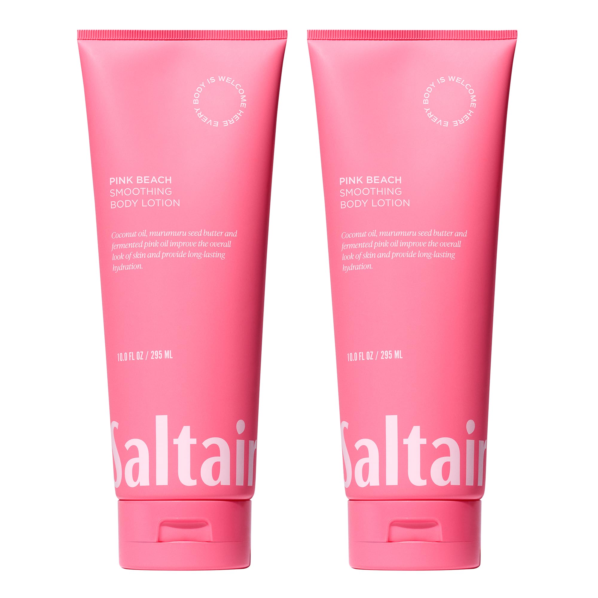 Saltair front tub showing Pink Beach label and clear product description