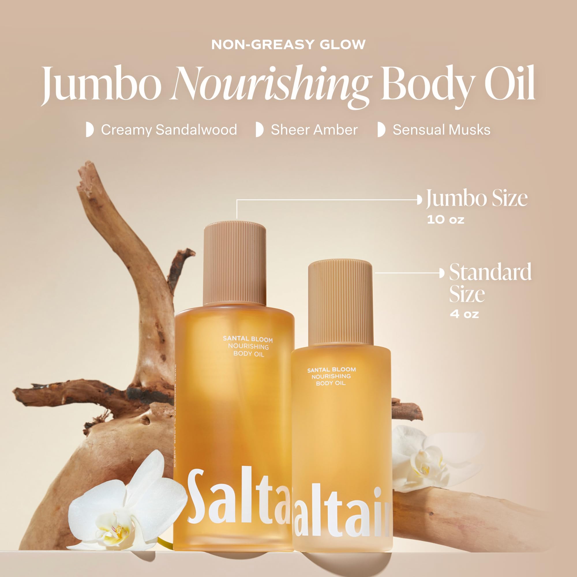Saltair bottle open cap dispensing oil for easy post-shower application benefit