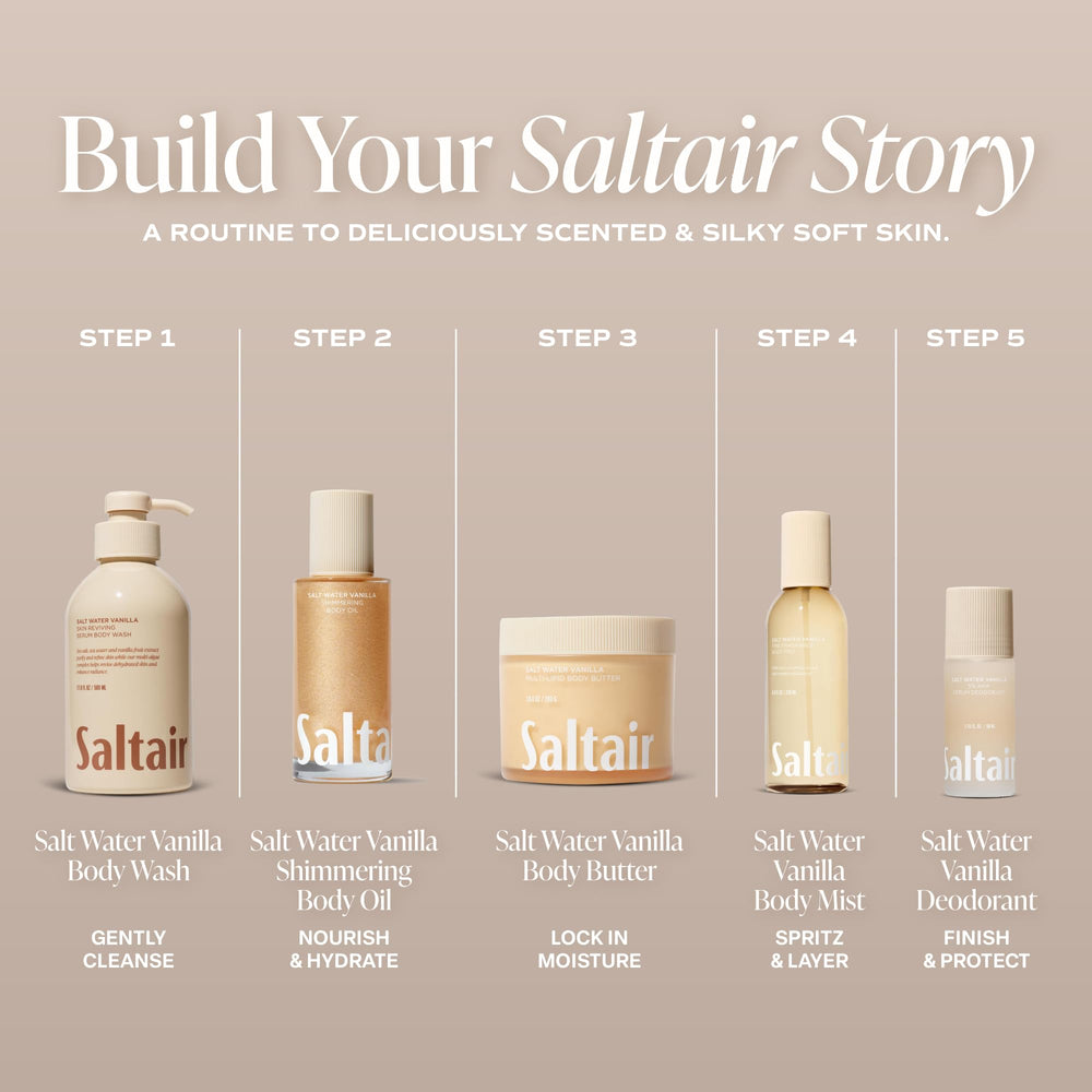 Saltair 4 fl oz bottle beside hand showing true size and portable convenience