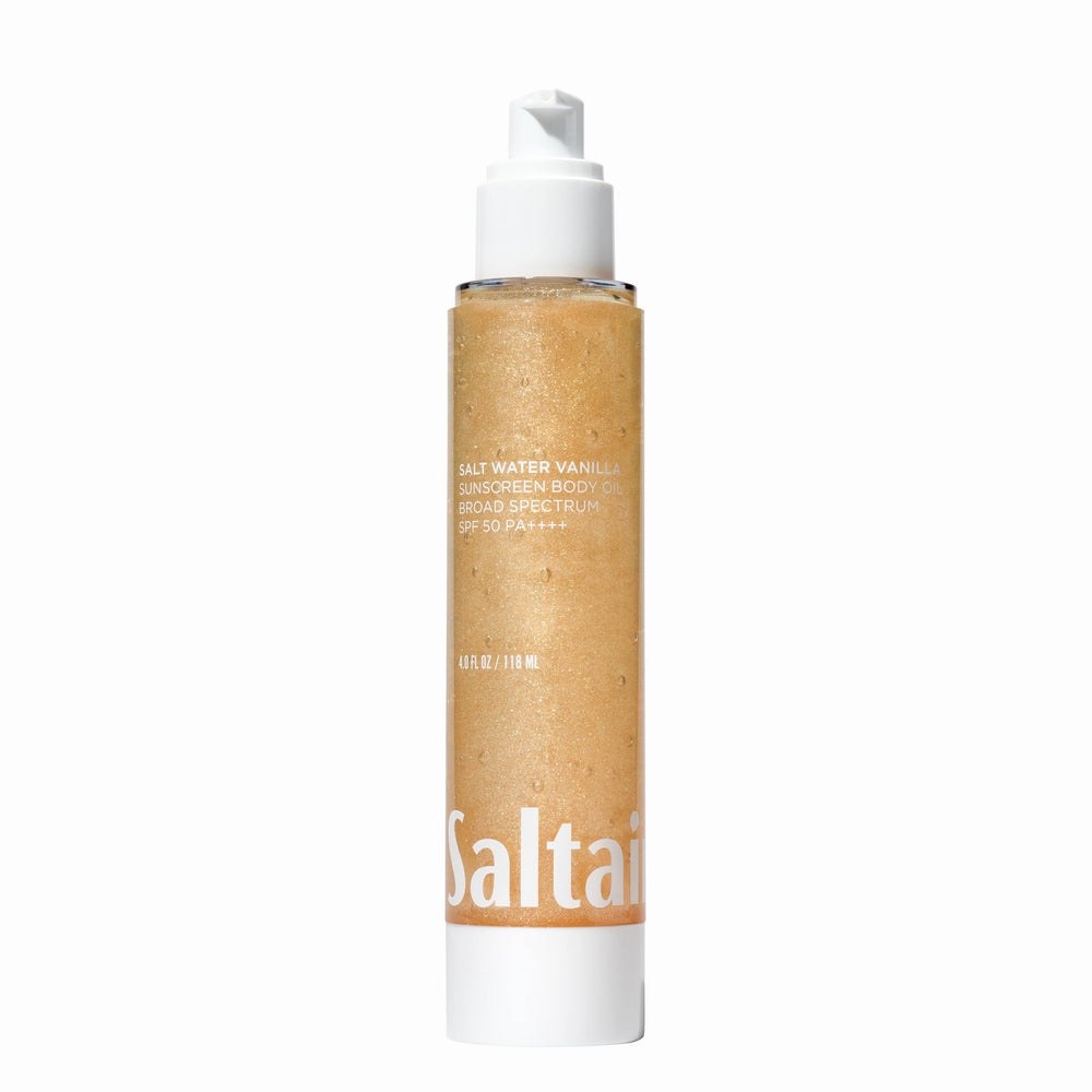 Saltair bottle front pump showing clean SPF packaging and easy dosing