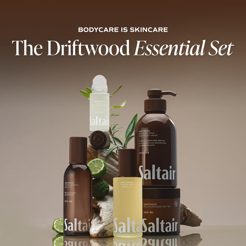 Saltair serum texture swiped on skin showing lightweight absorbency
