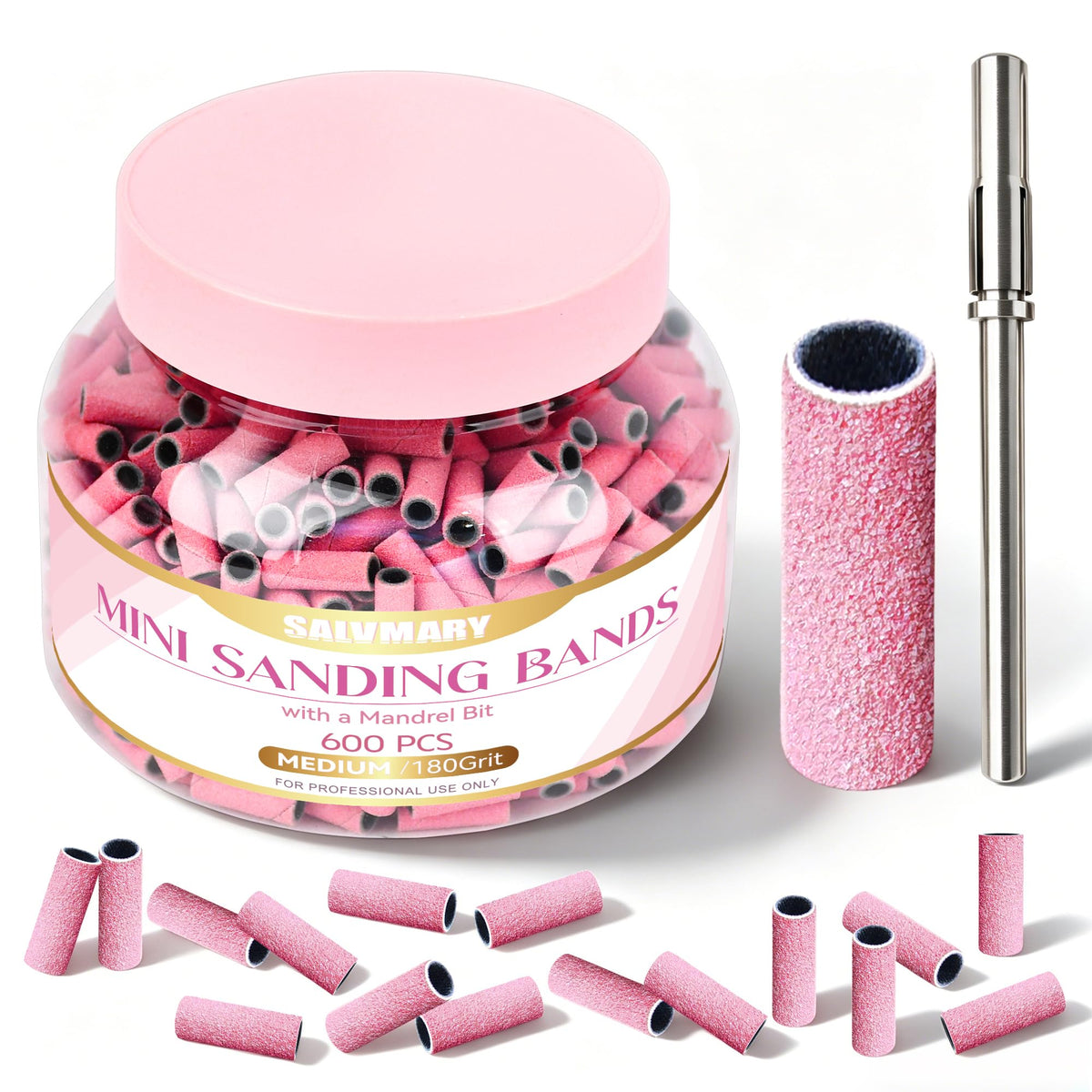 SALVMARY front packaging showing 600 pink sanding bands and value set benefit
