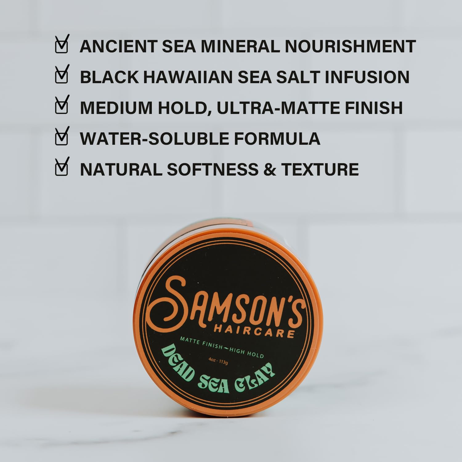 SAMSON'S HAIRCARE before and after styling illustrating matte texture improvement
