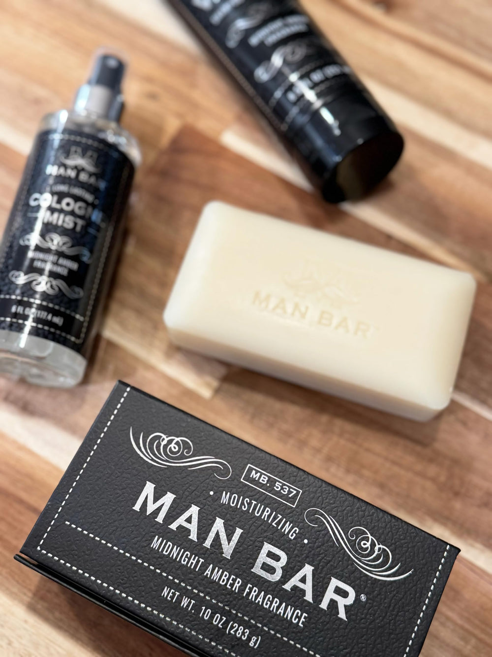 San Francisco Soap Company close-up of Midnight Amber bar texture and firmness