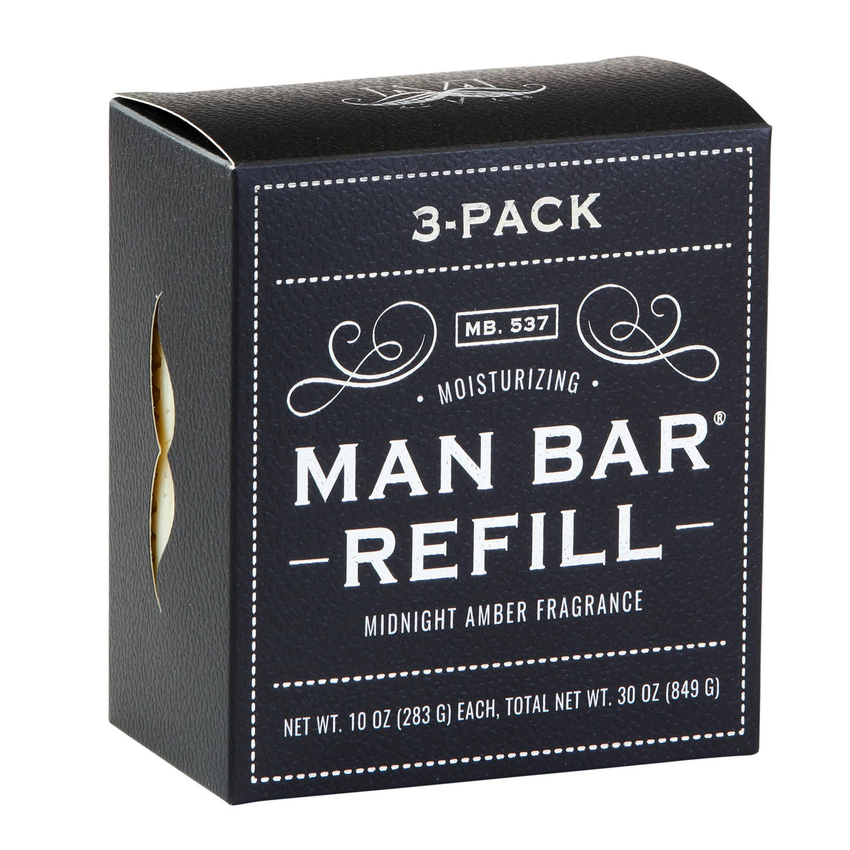 San Francisco Soap Company front packaging showing Midnight Amber refill benefits