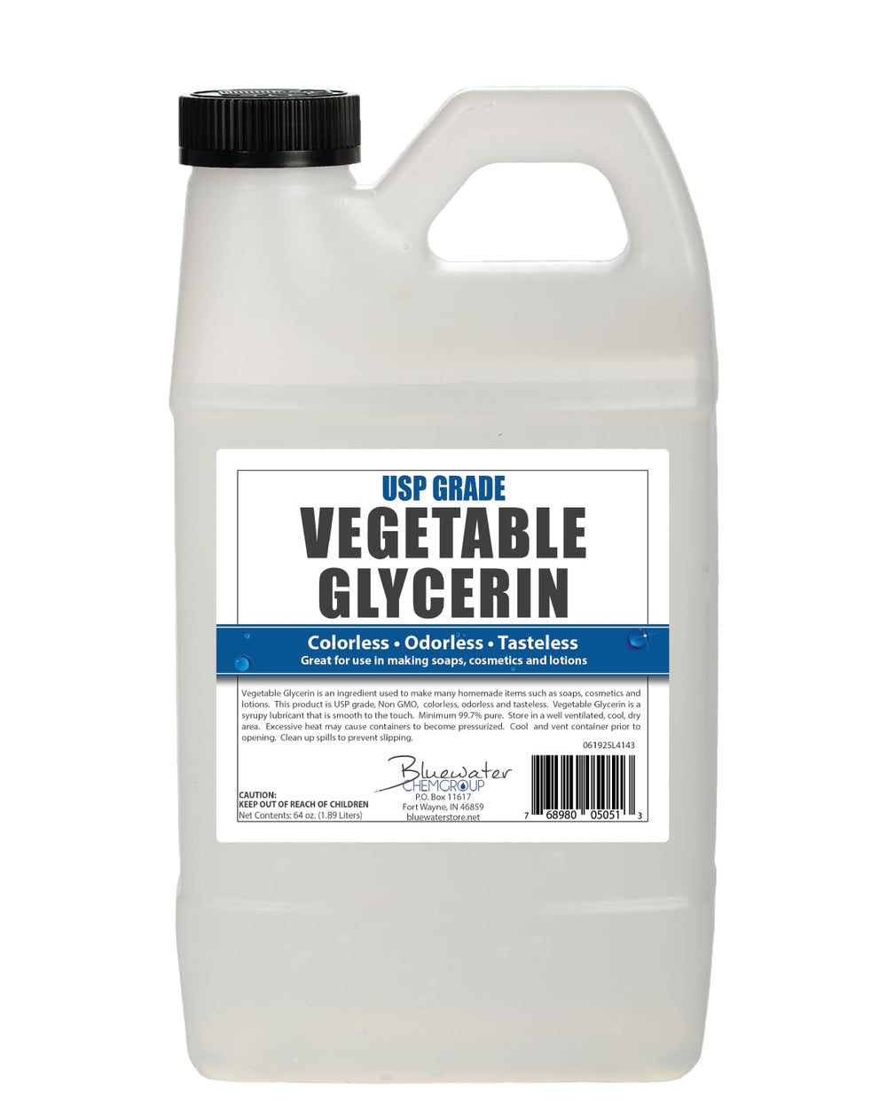 Sanco Industries glycerin half gallon front label showing product and benefits