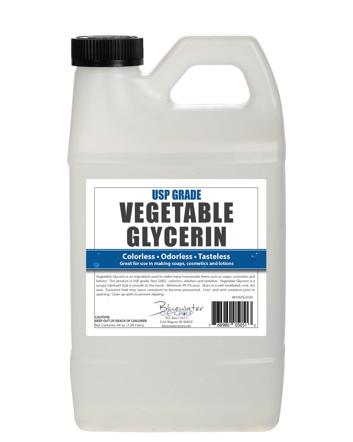 Sanco Industries glycerin half gallon front label showing product and benefits
