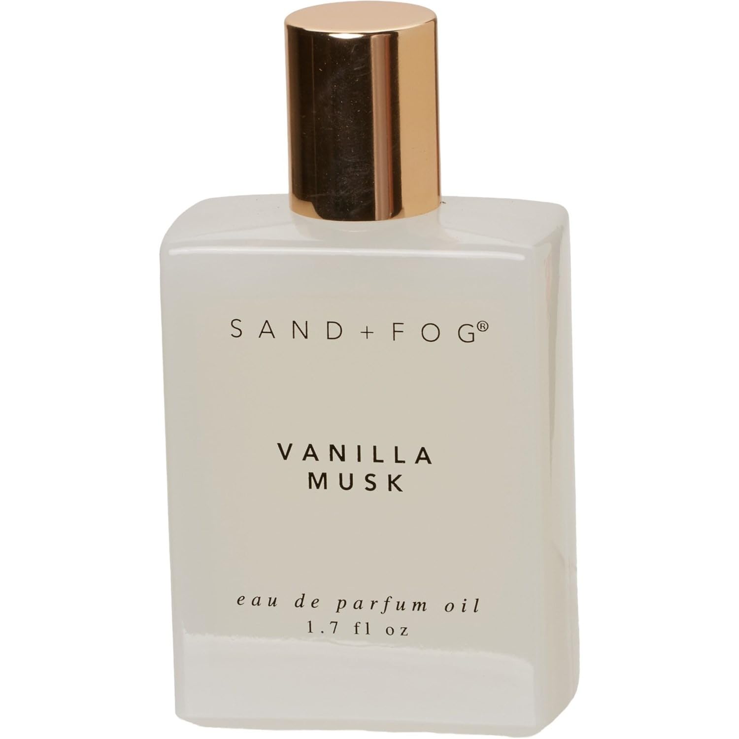 Sand + Fog front packaging view showing compact 50ml rollerball, perfect for travel