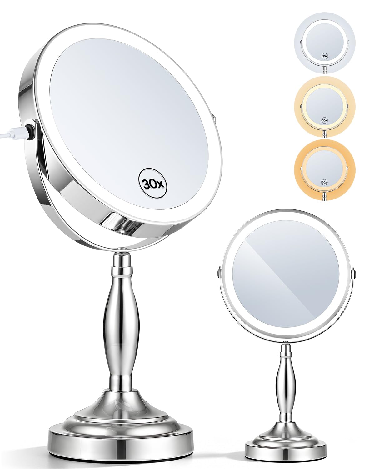 SANFANGIE front view of 8" double-sided mirror shows clear full-face benefit