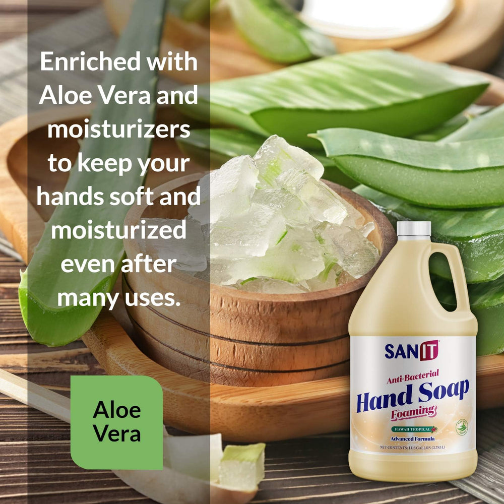 Sanit in a tropical bathroom scene illustrating pleasant scent and ambience