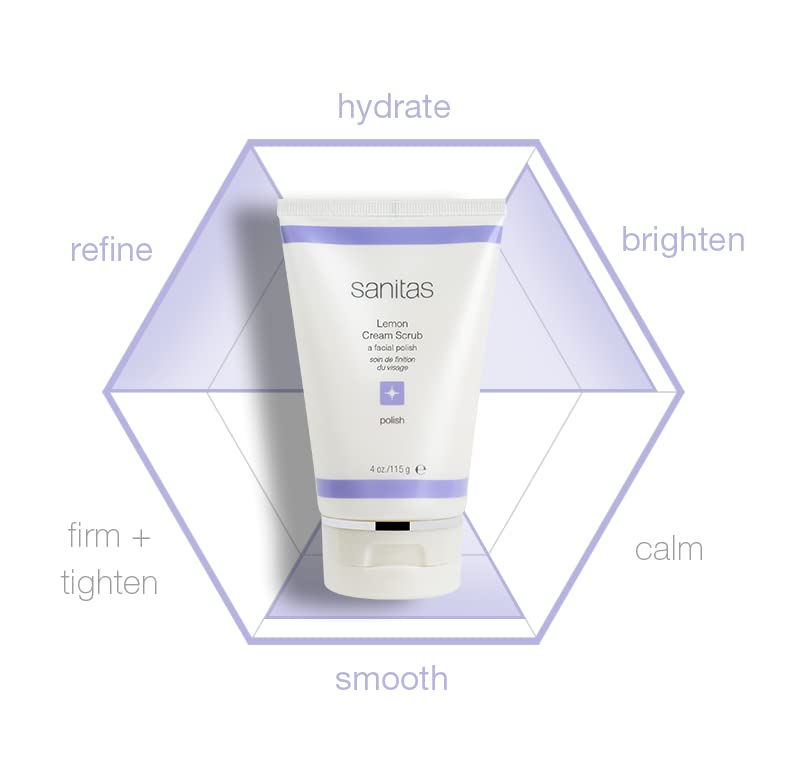 Sanitas in bathroom lifestyle setting showing relaxation and at-home spa-quality exfoliation