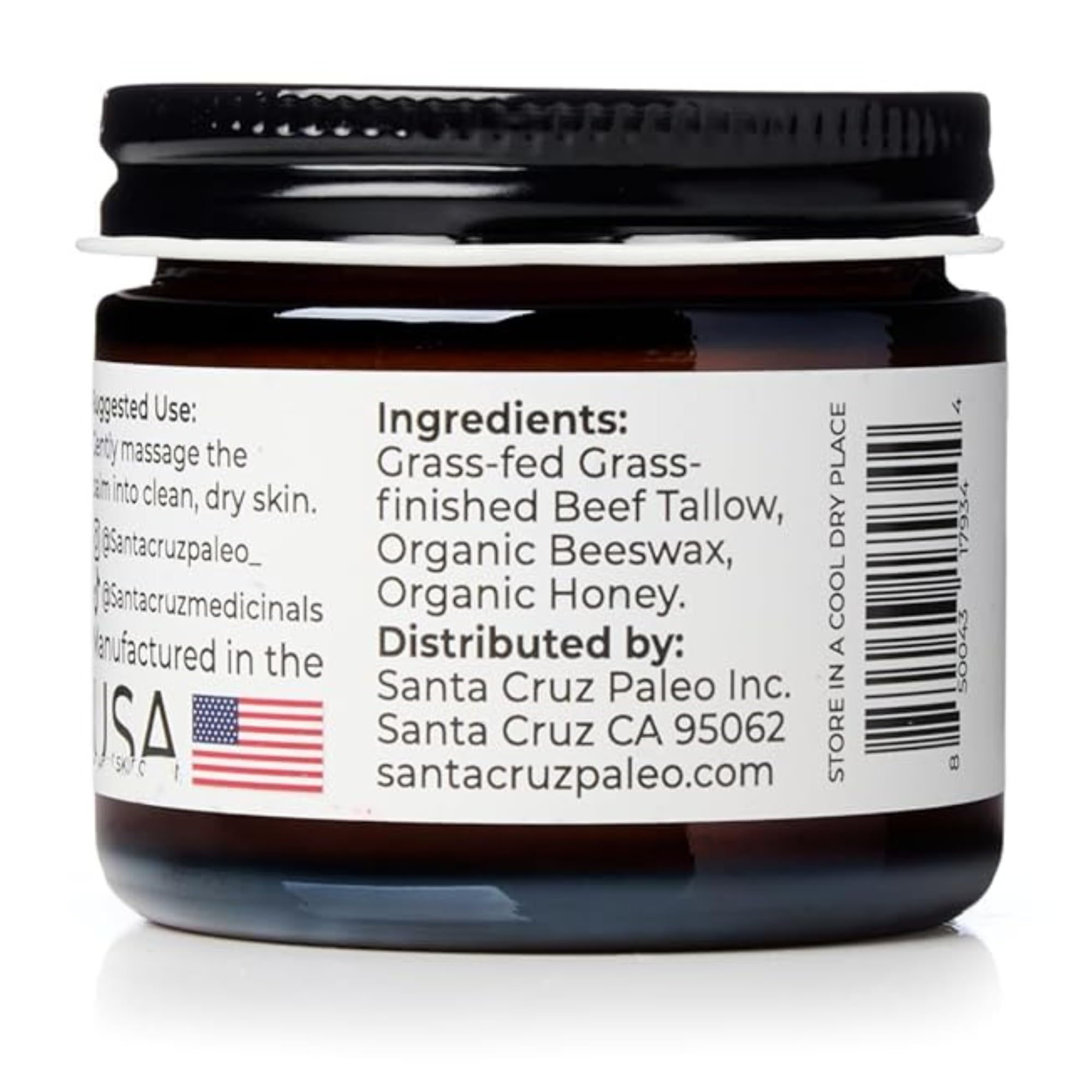 Santa Cruz Paleo grassfed tallow label emphasizing nutrient rich sourcing