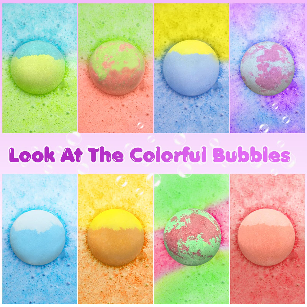 Santrela bath bomb fizzing in tub with colorful water for playful bath benefit