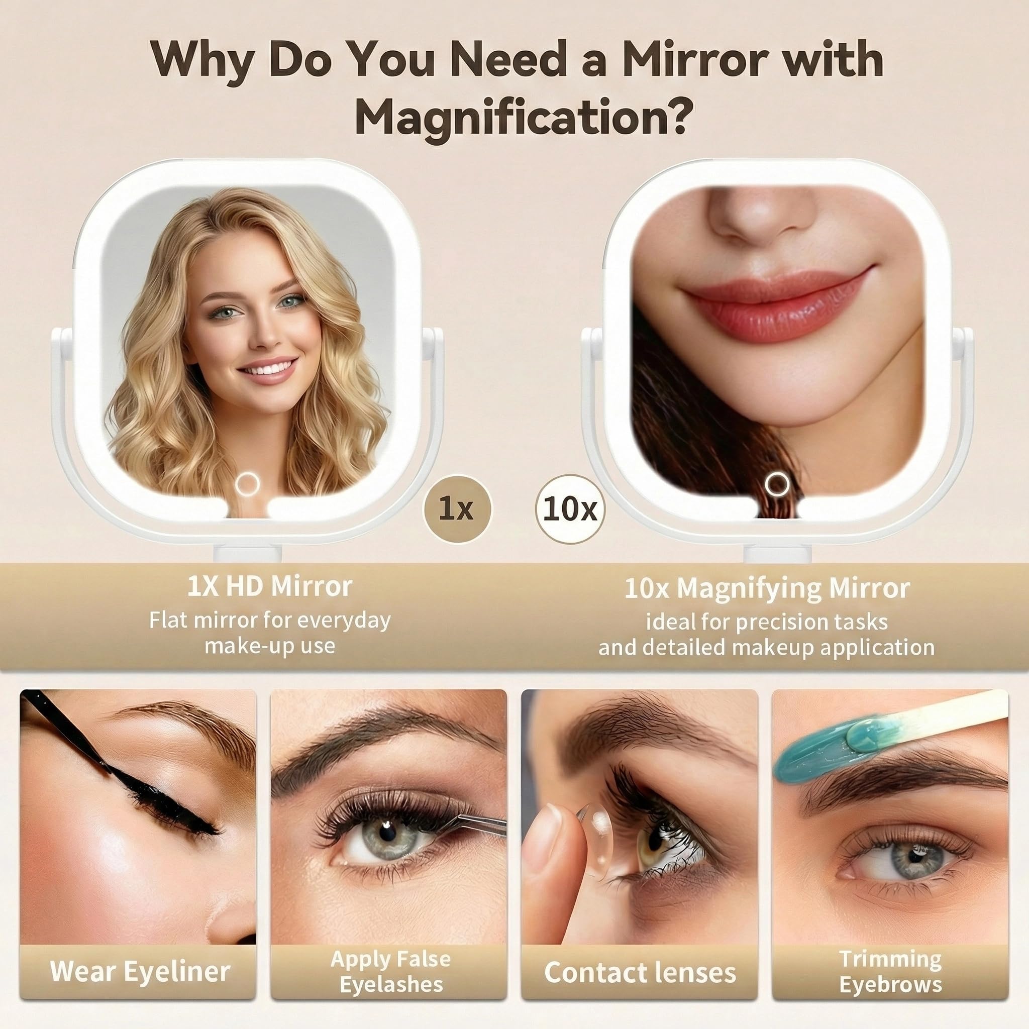 SANYCASA LED lighting demo with three color modes for accurate makeup matching