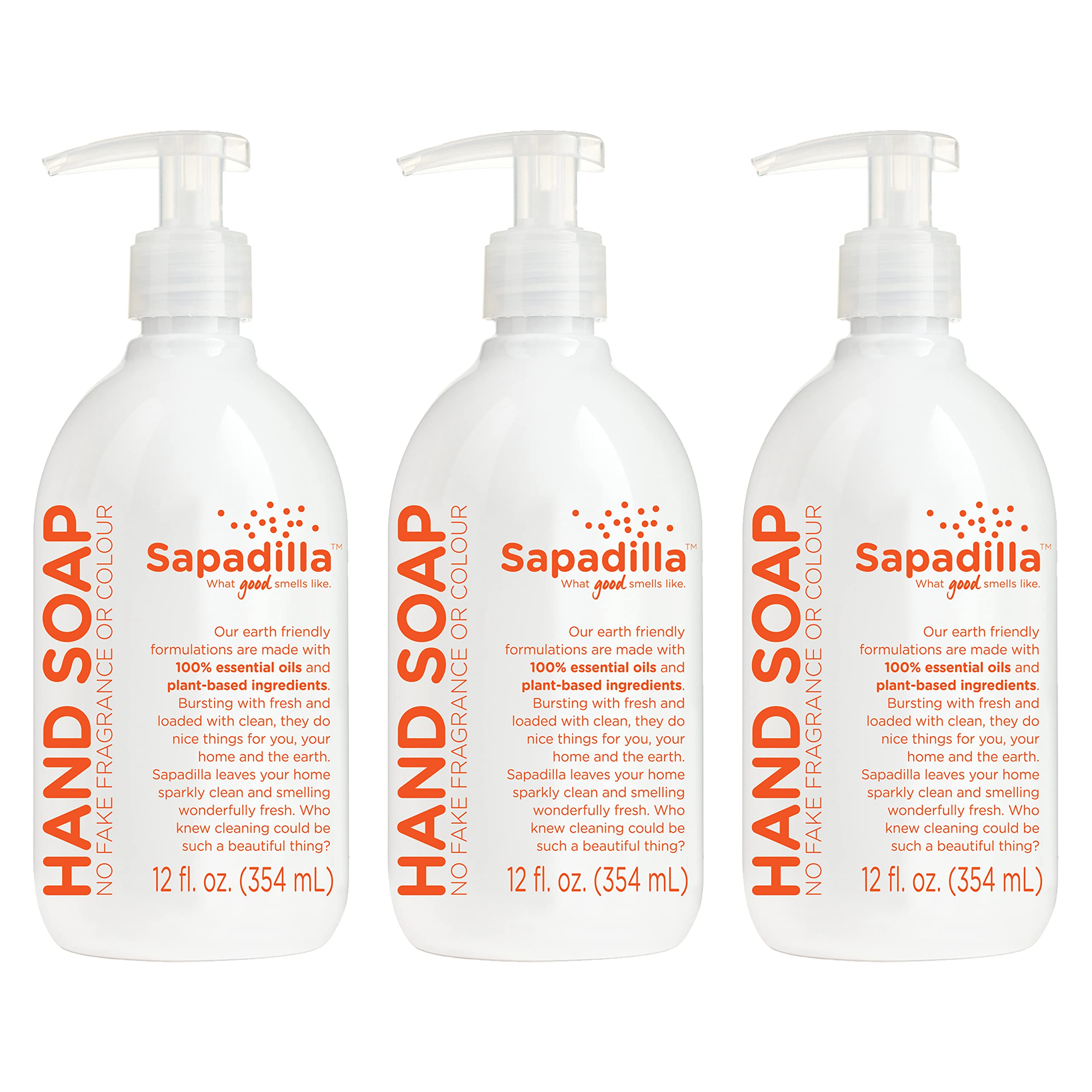 Sapadilla front packaging showing grapefruit bergamot scent and three bottles, fresh scent benefit