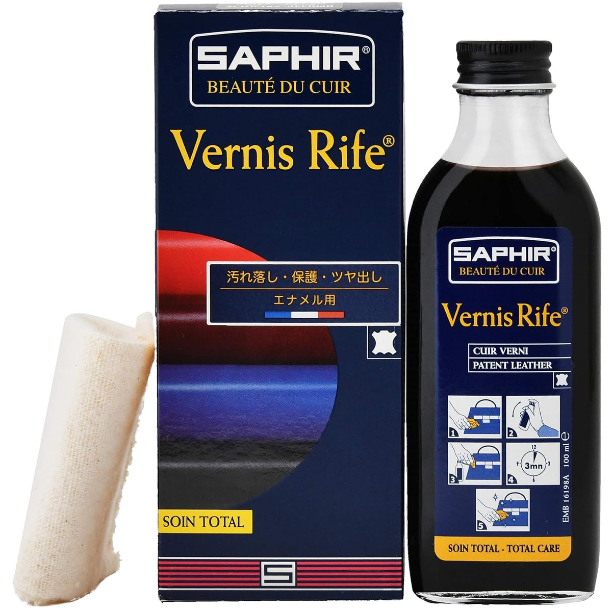 SAPHIR Vernis Rife front packaging showing bottle and label with clear product identity and benefit