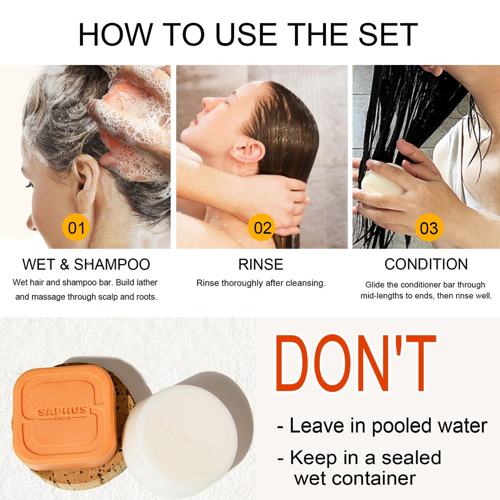 SAPHUS conditioner bar rubbed through curly hair showing improved detangling benefit