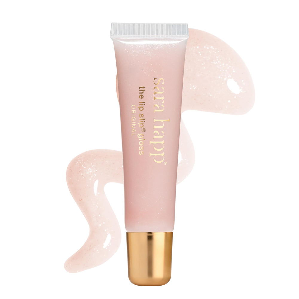 Sara Happ gloss front tube showing sleek packaging and high-shine appeal
