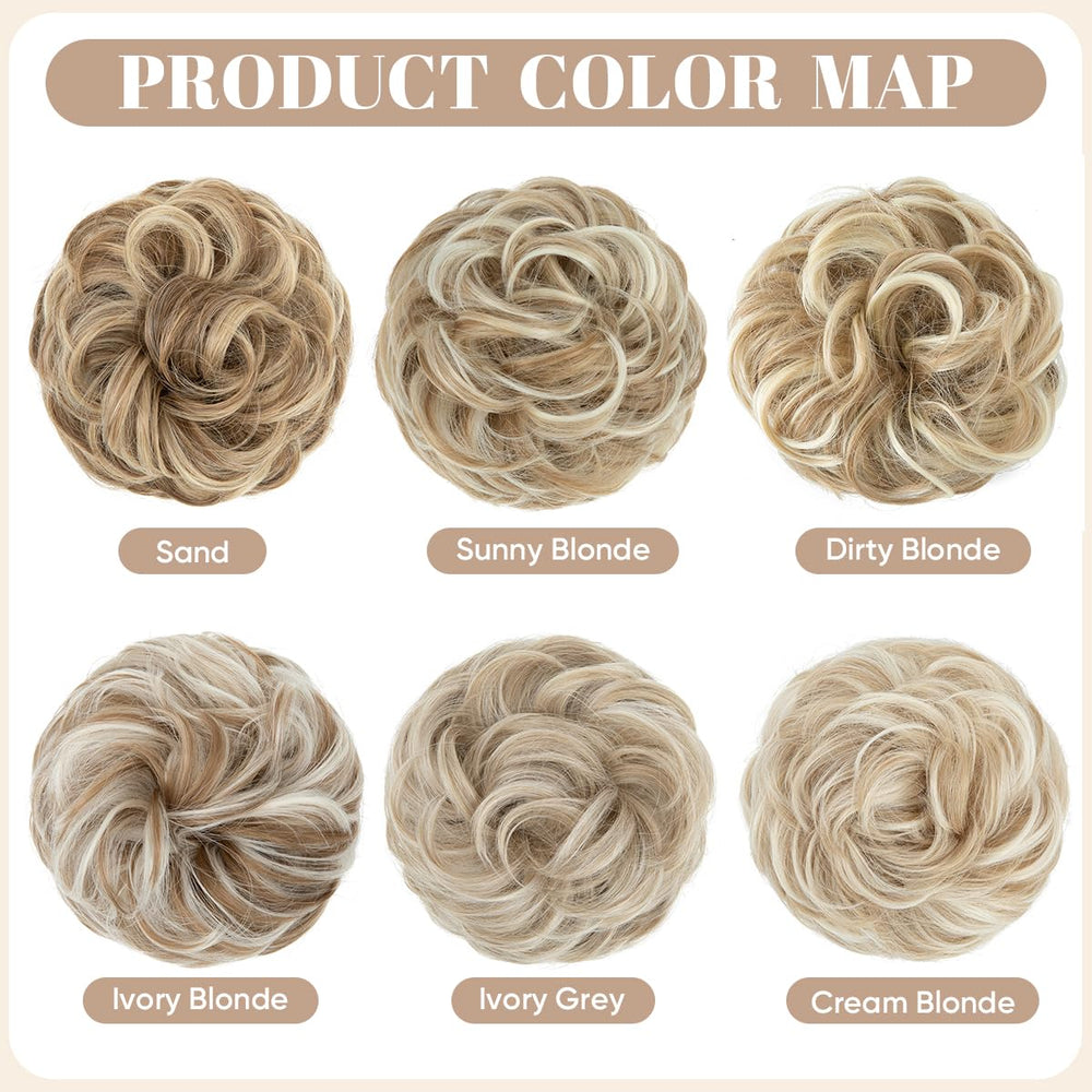 SARLA bun piece worn in ponytail demonstrating easy attachment and volume