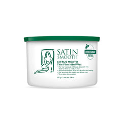 Satin Smooth front can of Citrus Mojito pebble wax showing packaging and benefit