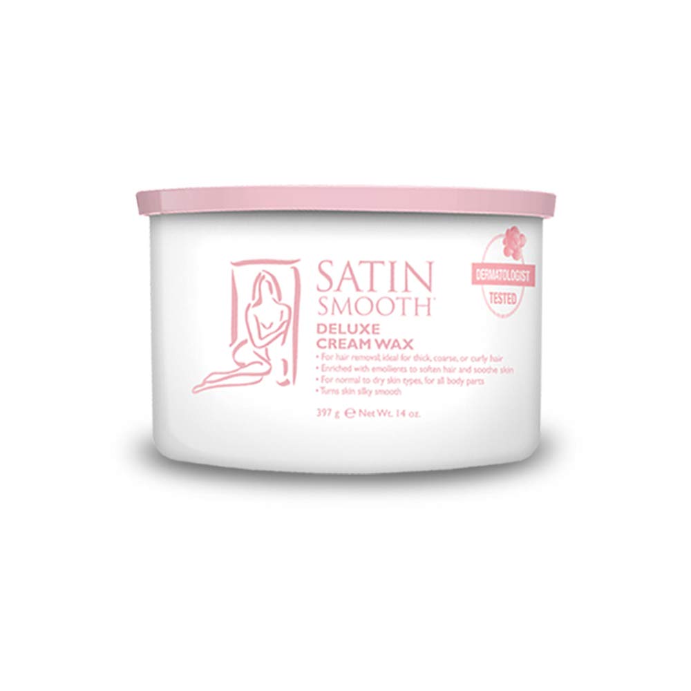 SATIN SMOOTH front tub view showing durable packaging and clear label