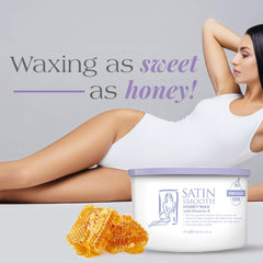 Satin Smooth texture close-up of honey-colored wax showing smooth creamy consistency benefit