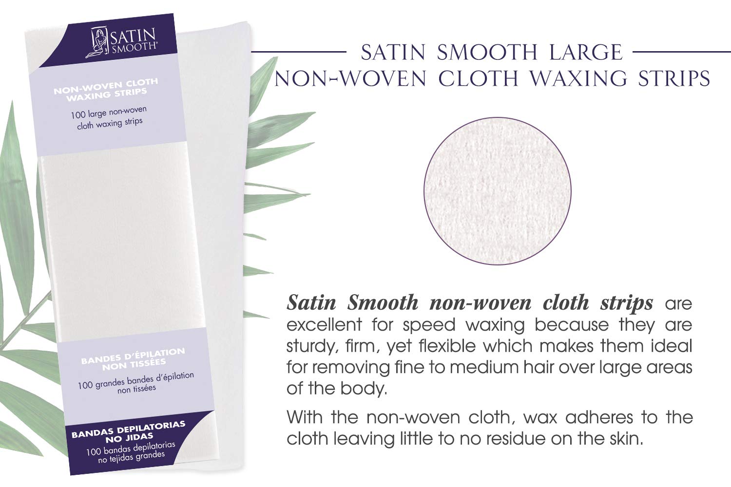 SATIN SMOOTH strip applied on leg during waxing, demonstrates smooth hair removal