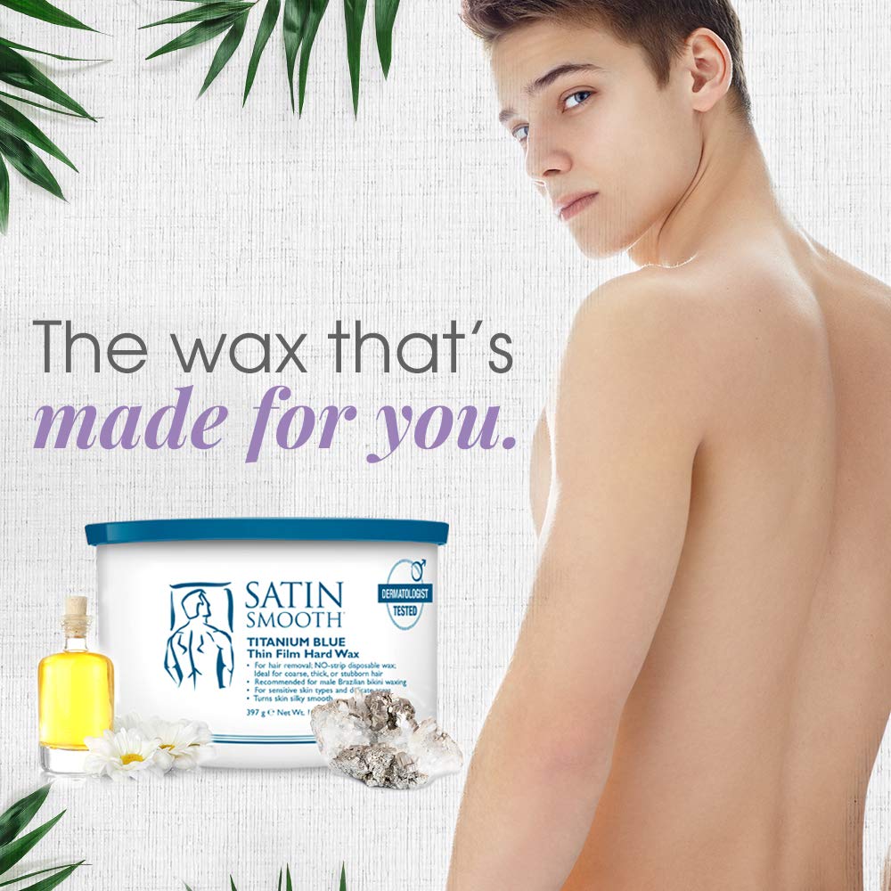 SATIN SMOOTH open pot revealing smooth blue wax texture and creamy spreadability