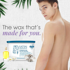 SATIN SMOOTH open pot revealing smooth blue wax texture and creamy spreadability