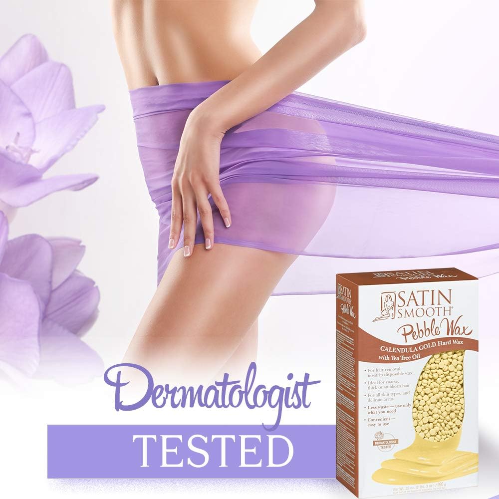 SATIN SMOOTH wax being applied to bikini line showing precise stripless removal for delicate areas