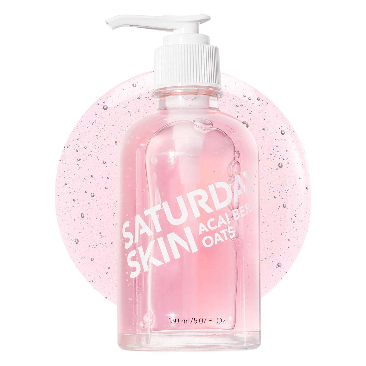 Saturday Skin front packaging showing the 150ml bottle and branding for gentle cleansing