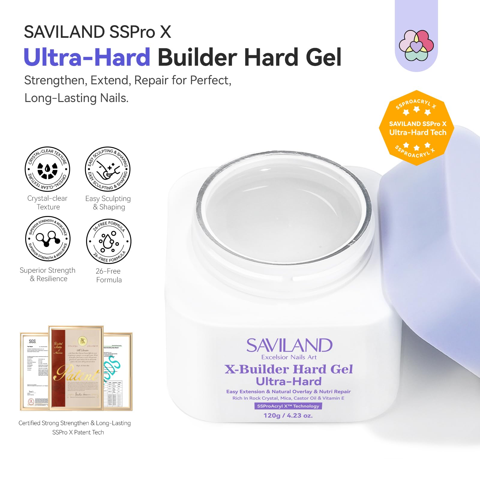 SAVILAND brush applying gel to nail showing precise sculpting benefit