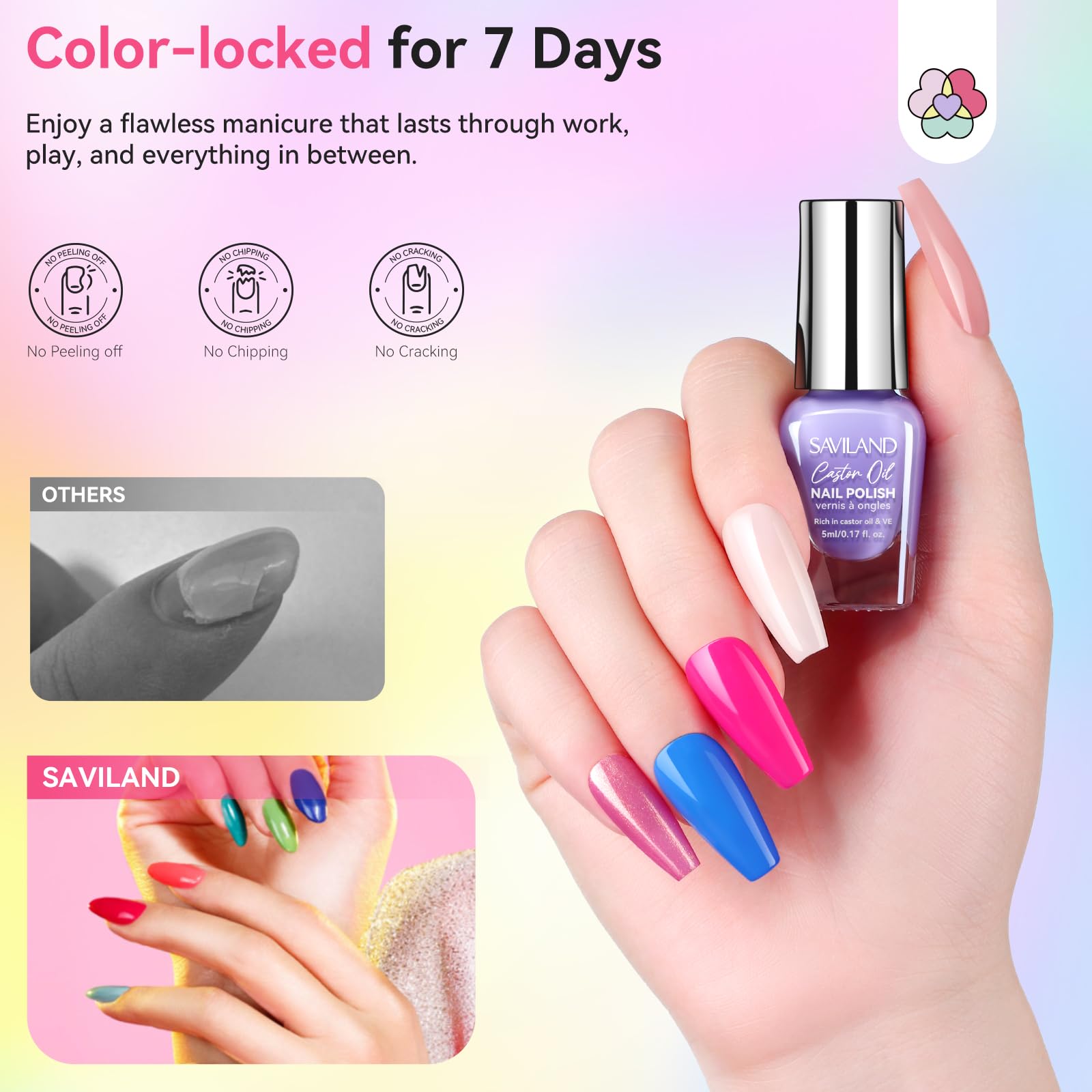 SAVILAND color swatch strip highlighting pastel shades for easy shade selection