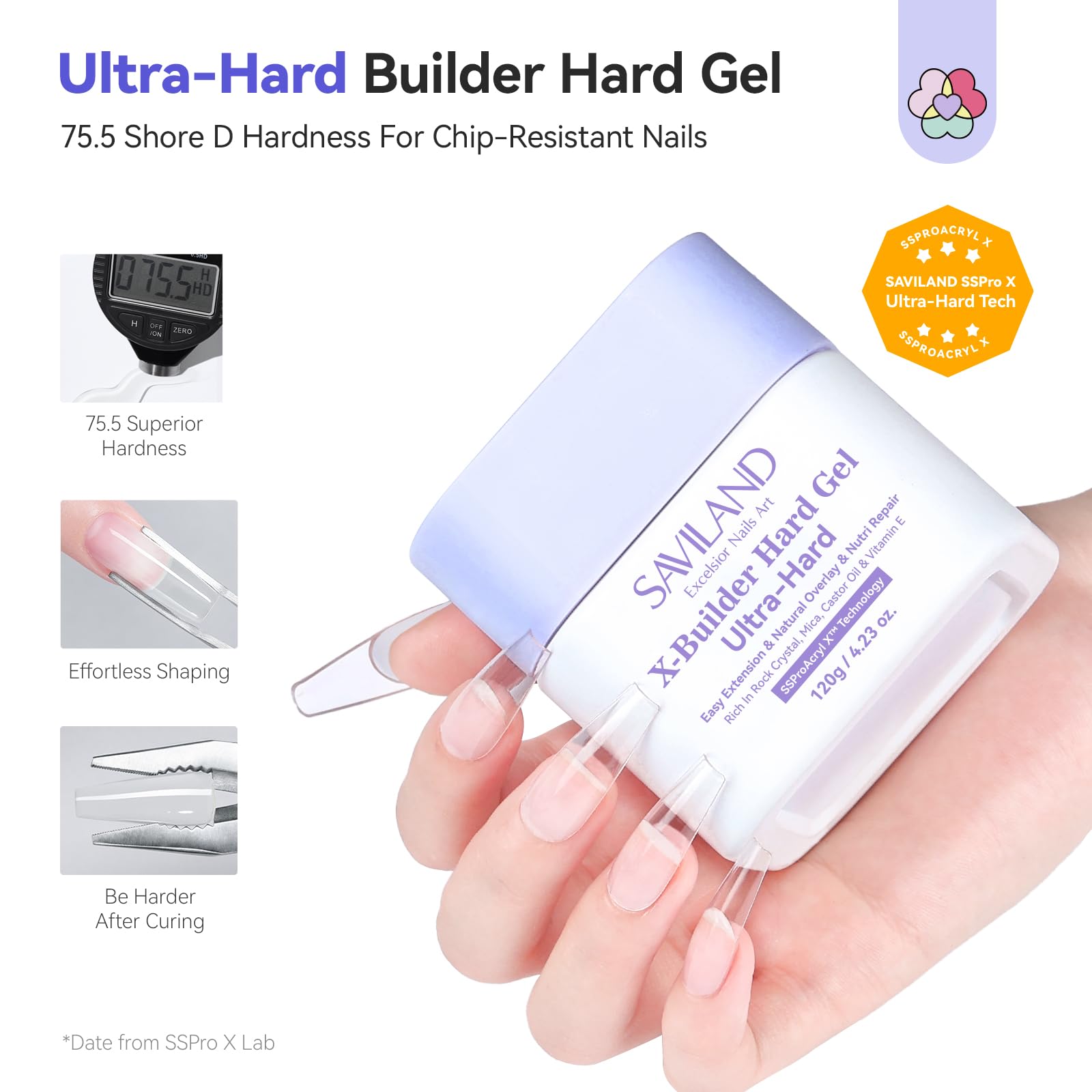 SAVILAND cured nails glossy finish demonstrating durable shine benefit