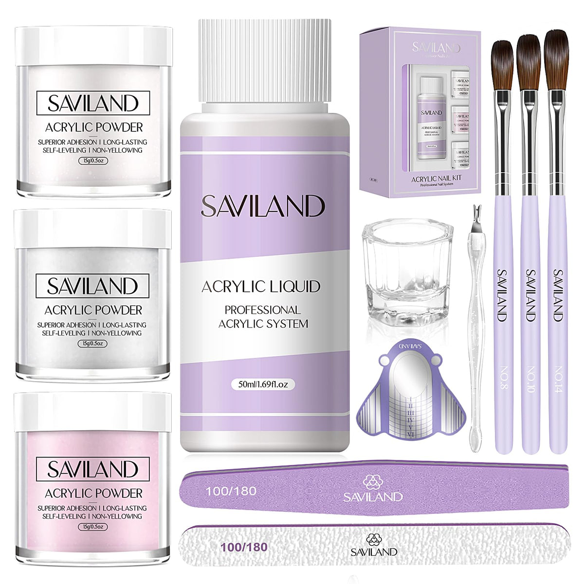 SAVILAND front kit display showing contents for at-home salon results