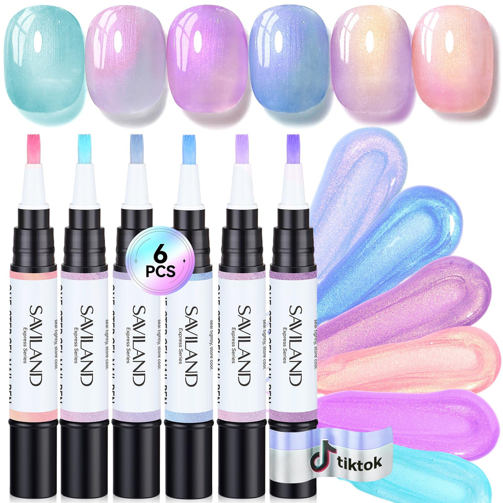 SAVILAND front packaging with six iridescent pens showing color variety and portability