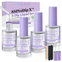 SAVILAND front packaging showing complete HEMA-free dip liquid kit and tools for convenience