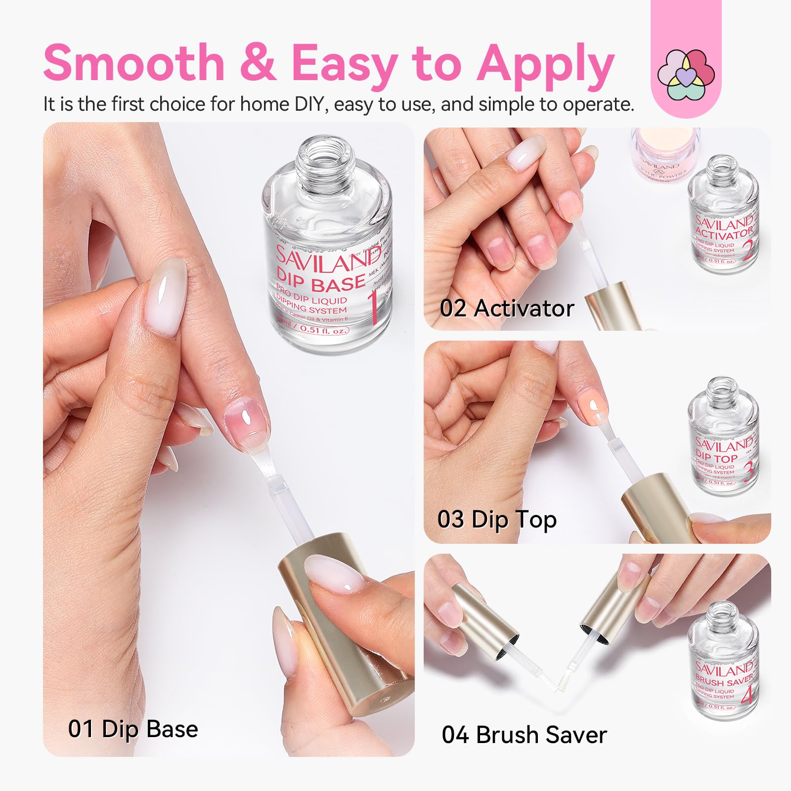SAVILAND lifestyle manicure setting with finished nails showing glossy finish benefit