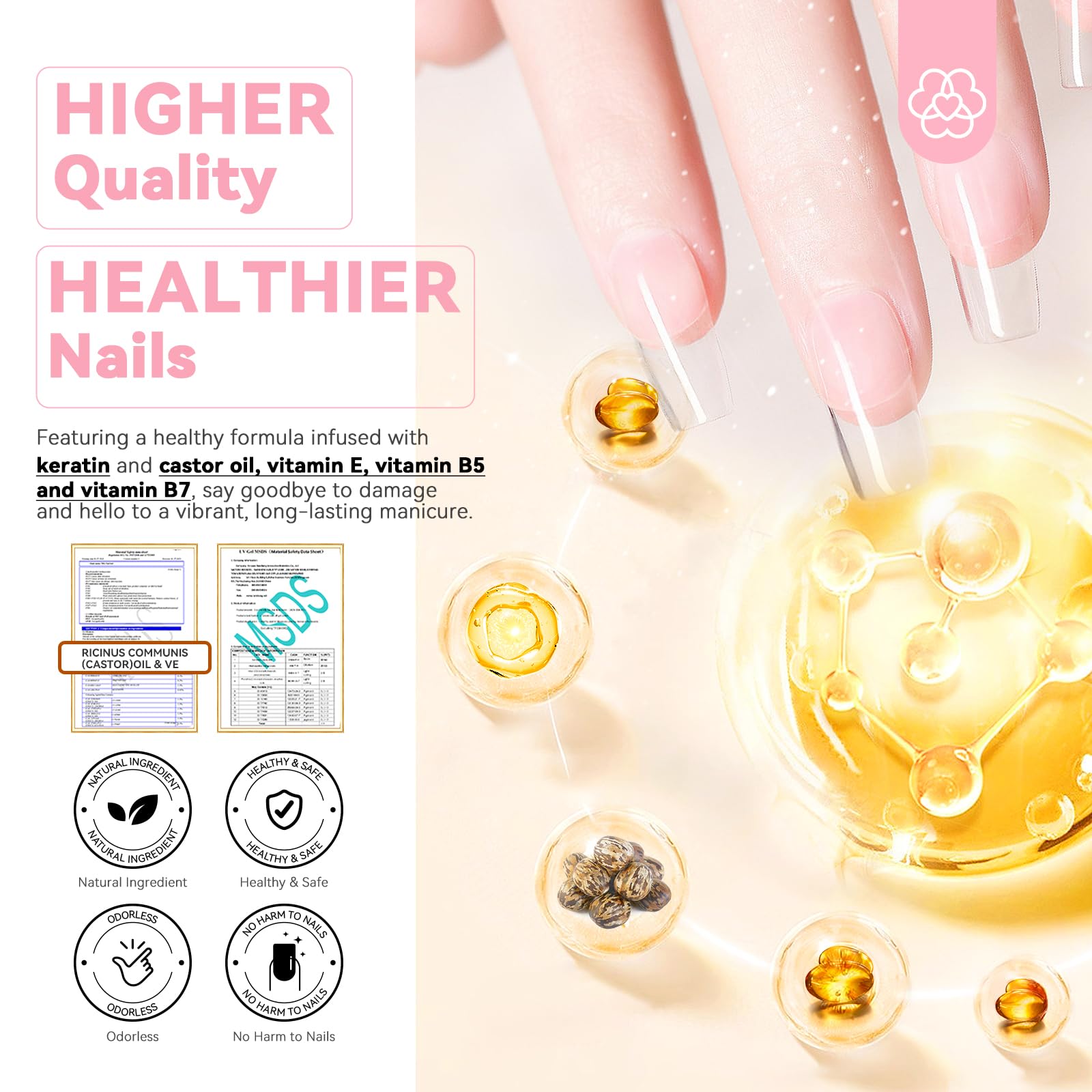 SAVILAND applied clear dip powder on nails with French tip for durable glossy look